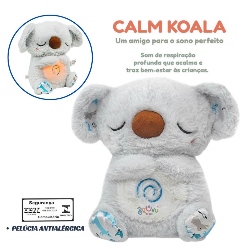 Urso de Pelúcia Coala que Respira para Bebê com Luz e Musica ...