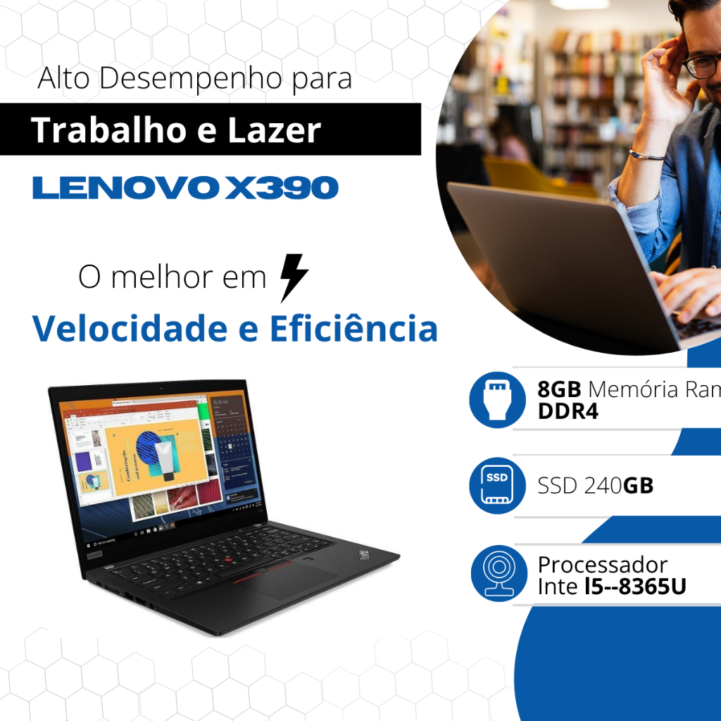 Notebook Lenovo ThinkPad X390 i5-G7 8GB RAM SSD 256GB Windows 11