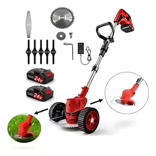 Cortador E Aparador De Grama Bivolt Roçadeira Elétrica 2 Baterias 24v Autonomia Profissional Para Jardim
