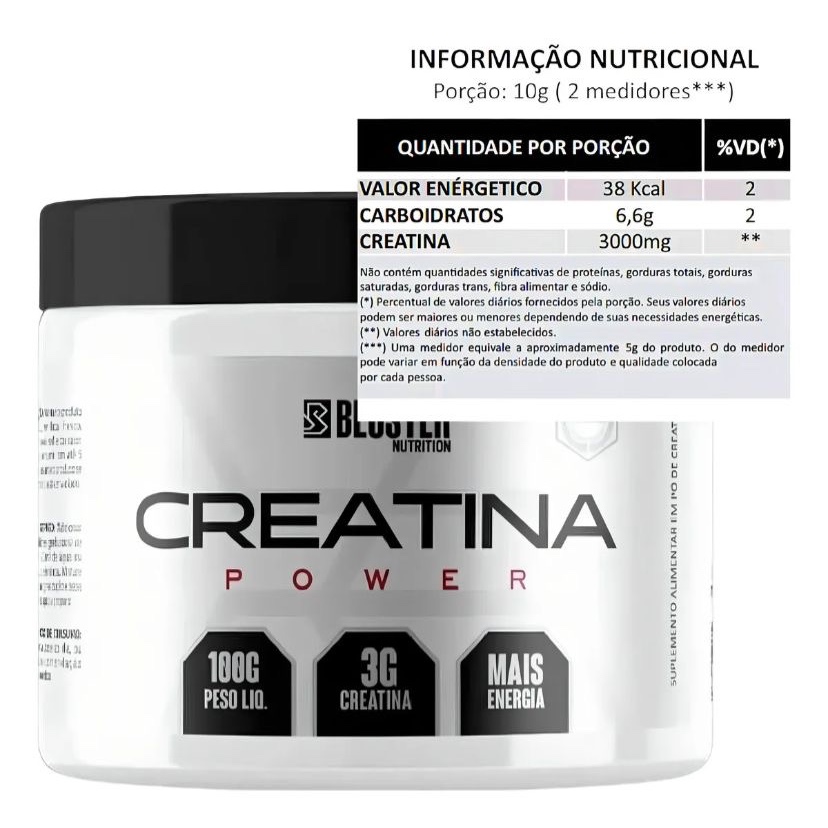 Creatina Power 100 Gramas - Bluster Nutrition | Shopee Brasil