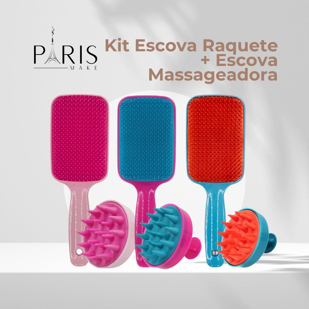 Kit Escova Raquete + Massageadora de Silicone para Cabelo | Shopee Brasil