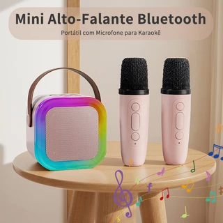 caixa de som Alto-Falante bluetooth Karaoke microfone infantil Duplo Sem Fio Perfeito para Viagens Bateria 4h Presente em Oferta na Shopee