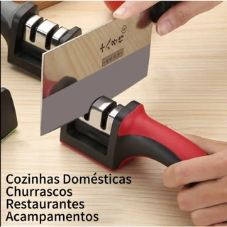 Afiador De Faca 3 Estágios Amolador Profissional Ferramenta Com Afiação Rápida Em Aço Inoxidável Promoção utensílios par