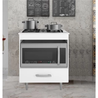 Balcão de Cozinha para Cooktop e Forno Branco Móvel Multifuncional com Gaveta e Nicho Design Moderno em Oferta na Shopee