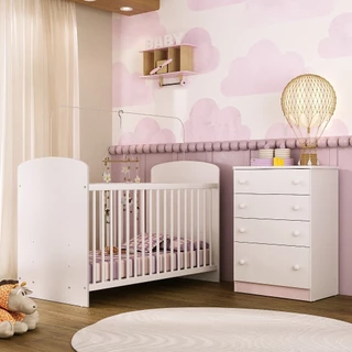 Berço e Cômoda Multimóveis João e Maria FG2810 Branco em Oferta na Shopee