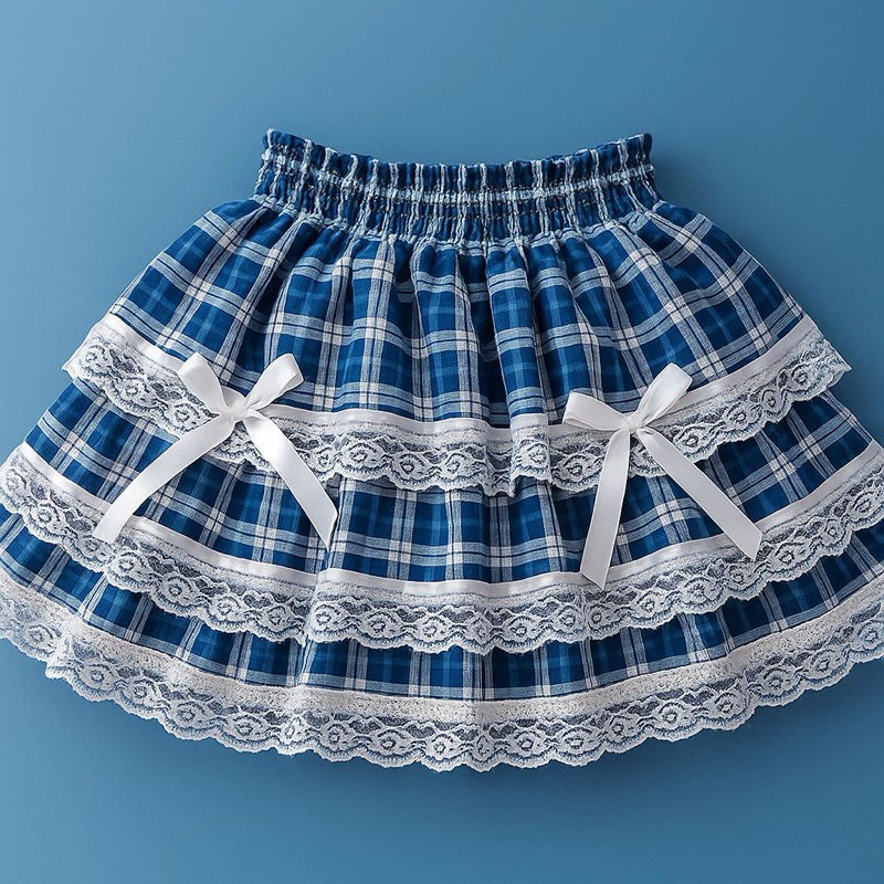 Saia festa junina azul com rendinha branca #010# | Shopee Brasil
