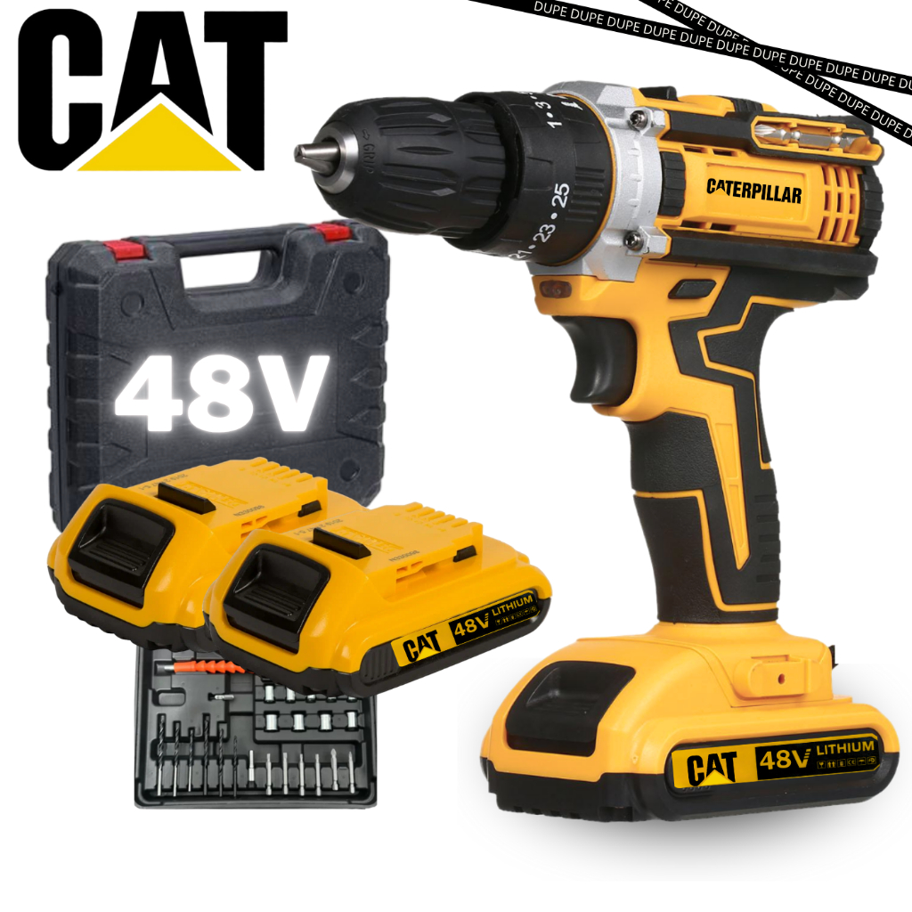 DUPE - Parafusadeira Furadeira de Impacto 48v 2 Baterias Com Maleta e Acessórios Completo CAT ORIGINAL