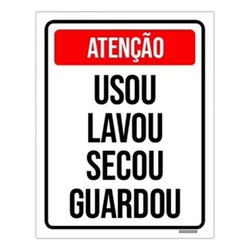Placa Quadro Usou Lavou Secou Guardou | Shopee Brasil