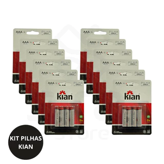 Pilha Zinco AAA Kian Blister 4, 8, 12, 20 ou 48 Unidades Kit Econômico