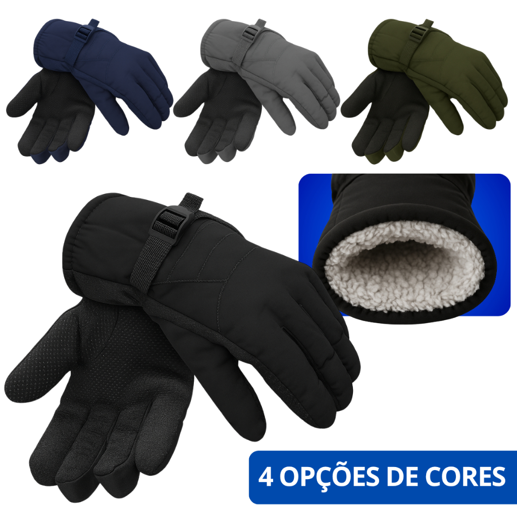 Luva Térmica Impermeável Motoqueiro c/ Pelinho | Frio Intens