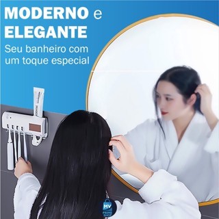 Imagem do produto Dispenser Automático Pasta De Dente Suporte Escovas Banheiro 2