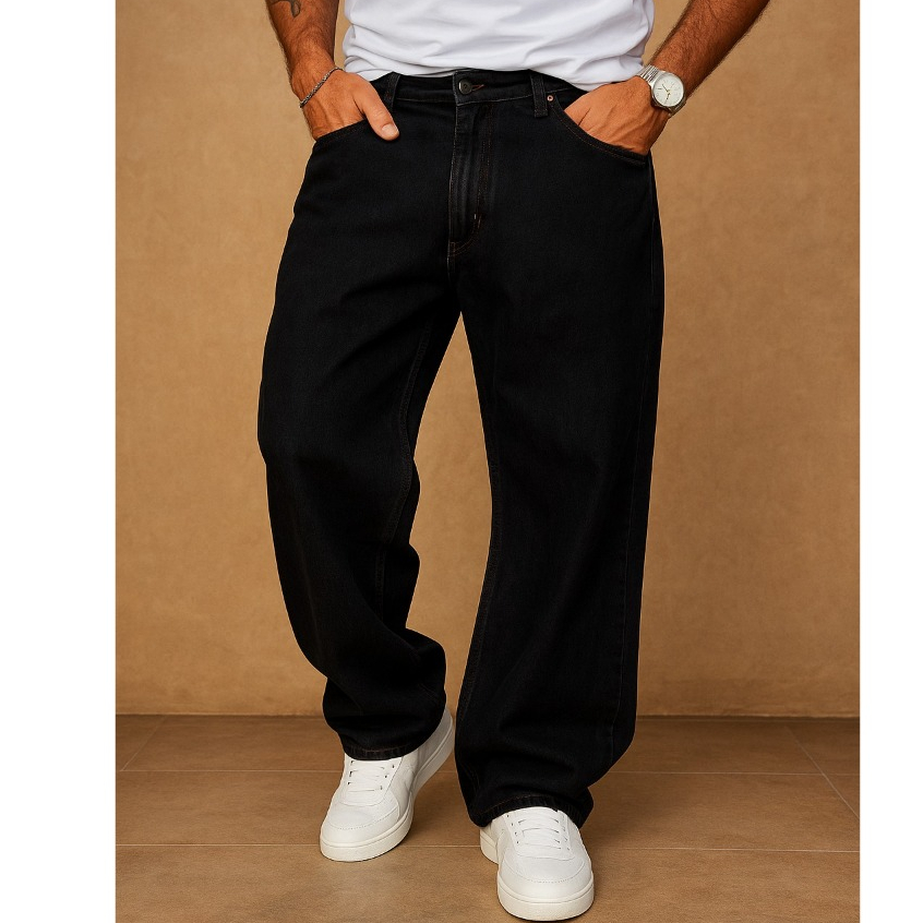 Calça Jeans Balão Boca Larga Estilosa Moda Masculina 100 Algodão Estilo ...