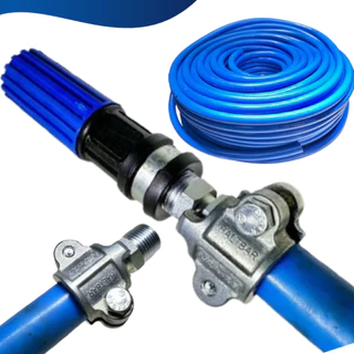 Kit lava jato mangueira 20m esguicho azul 4,6mm espigão e braçadeira
