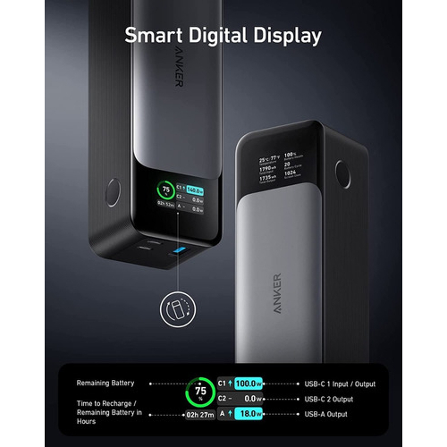 PowerBank Anker 737 carregador portátil 24.000mah PD 3.1 140W com