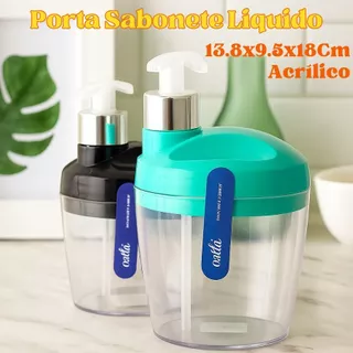 Porta Sabonete Liquido Dispense Organizador Acrílico Para Detergente 13.8x9.5x18 Verde E Preto Arthi em Oferta na Shopee