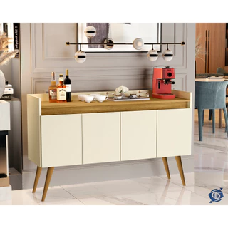 Aparador Buffet Retrô Prateleira Organizadora Sala Artemiz 4 Portas Cantinho Café Achadinho Oferta