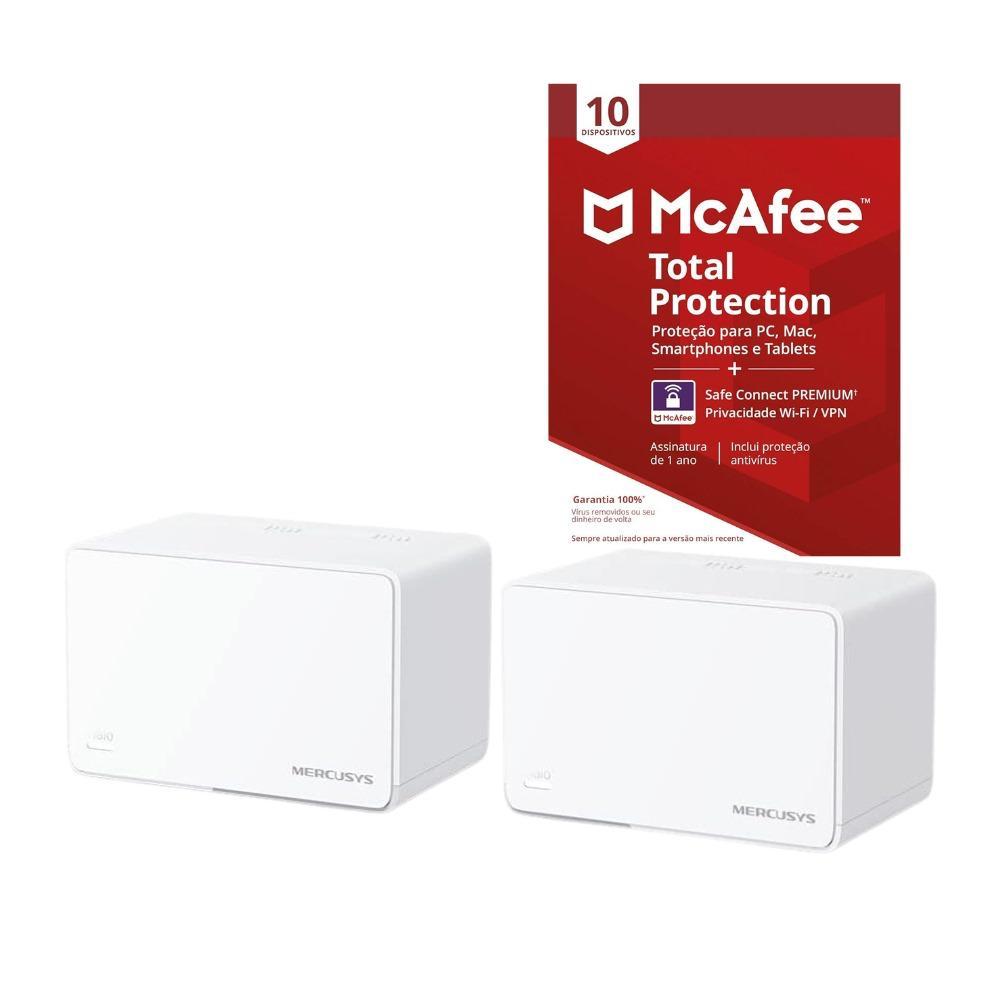 Mercusys Roteador Halo H80x AX3000 2 Unidades + McAfee Total Protection para 10 Dispositivos