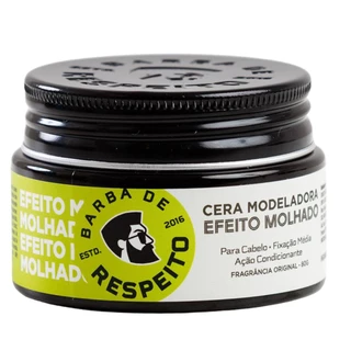 Cera Modeladora de Cabelos Barba De Respeito Efeito Molhado Fragrância Premium ou Canela com Rum 80G