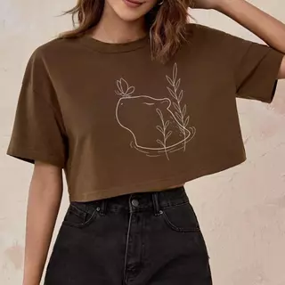 Cropped Camiseta Capivara Fofa Blusa de Capivara