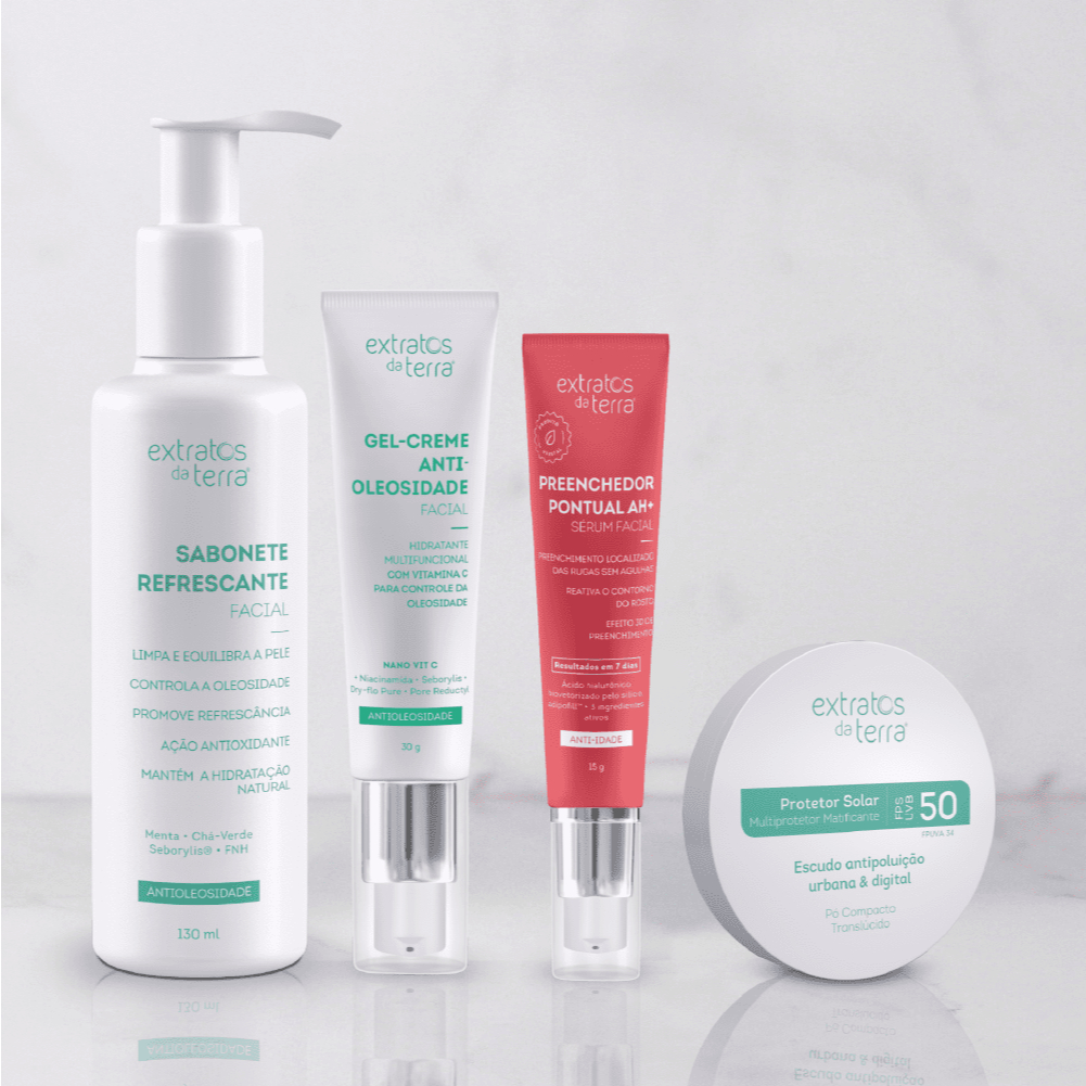 Kit Skincare para Pele Oleosa e Acneica com Pó Matificante FPS50 ...
