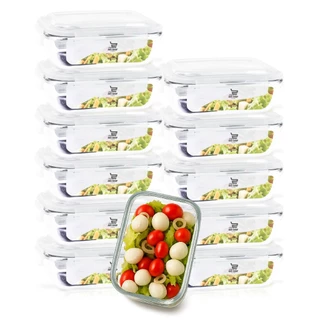 Kit 3, 6, 12 Potes de Vidro Hermético 640ml com Vedação | Ideal para Marmita, Freezer e Micro-ondas
