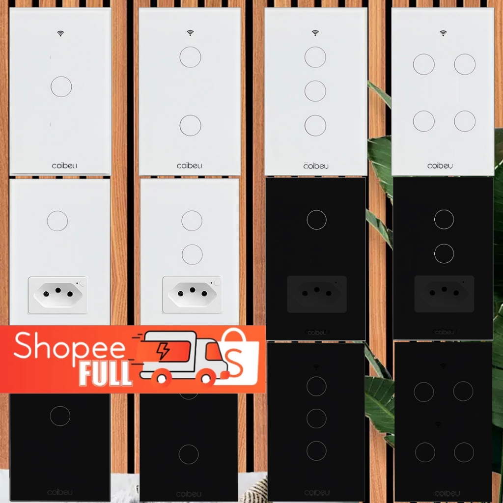 Interruptor Inteligente Tomada 1 2 3 4 Botao WiFi Touch Tuya Alexa Google Smart Life