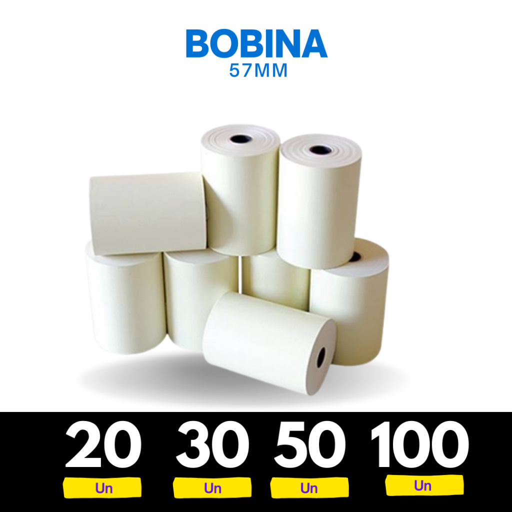 Bobina Térmica Para Máquina de Cartão, (Branca - PATROCINADA) 20 Metros ...