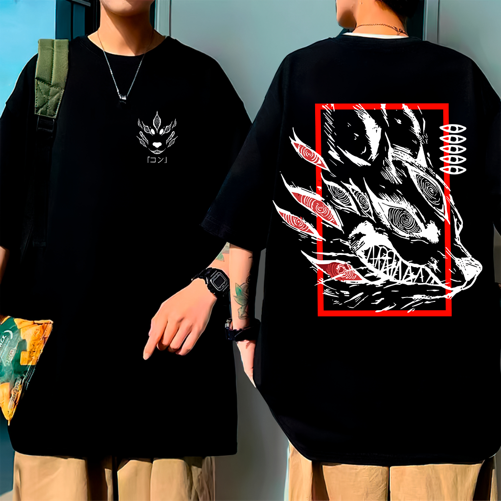 Camiseta Oversized Aki Fox Devil Chainsaw Man Anime Streetwear