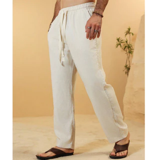 Calça Baggy Alfaiataria Linho Masculina Folgada Casual Streetwear Calça Balão Bag Promoção