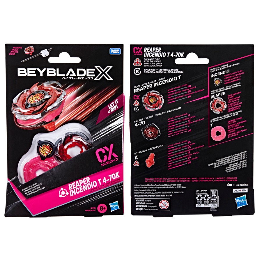 Beyblade X 2.0 Kit com Lançador Reaper Incendio T 4-70K - Hasbro