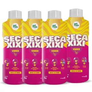 Combo 4 Seca Xixi Varrer 1kg Urina Vira Pó Cachorro Gato Profissional Petmais Elimina Odor