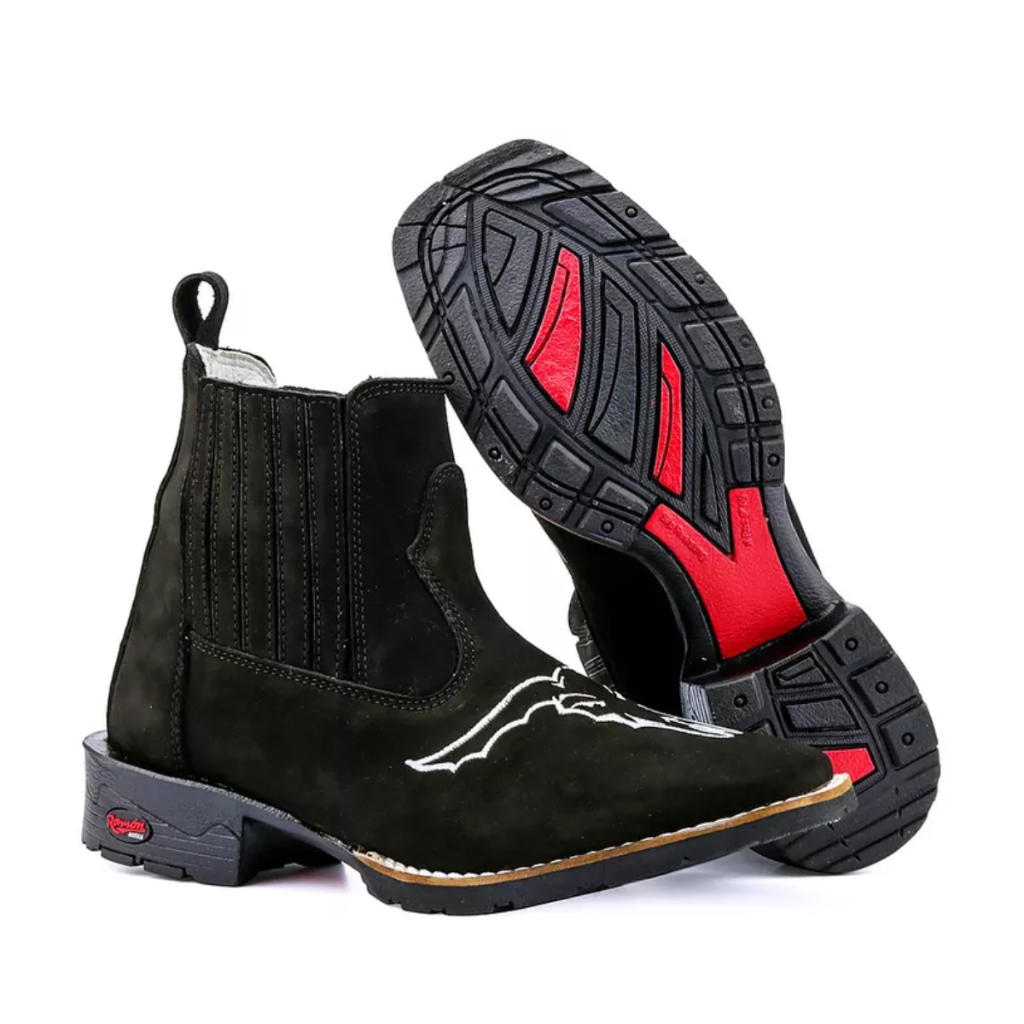 Botina Country Masculina Bico Quadrado Bordado Estilo Western bota ...