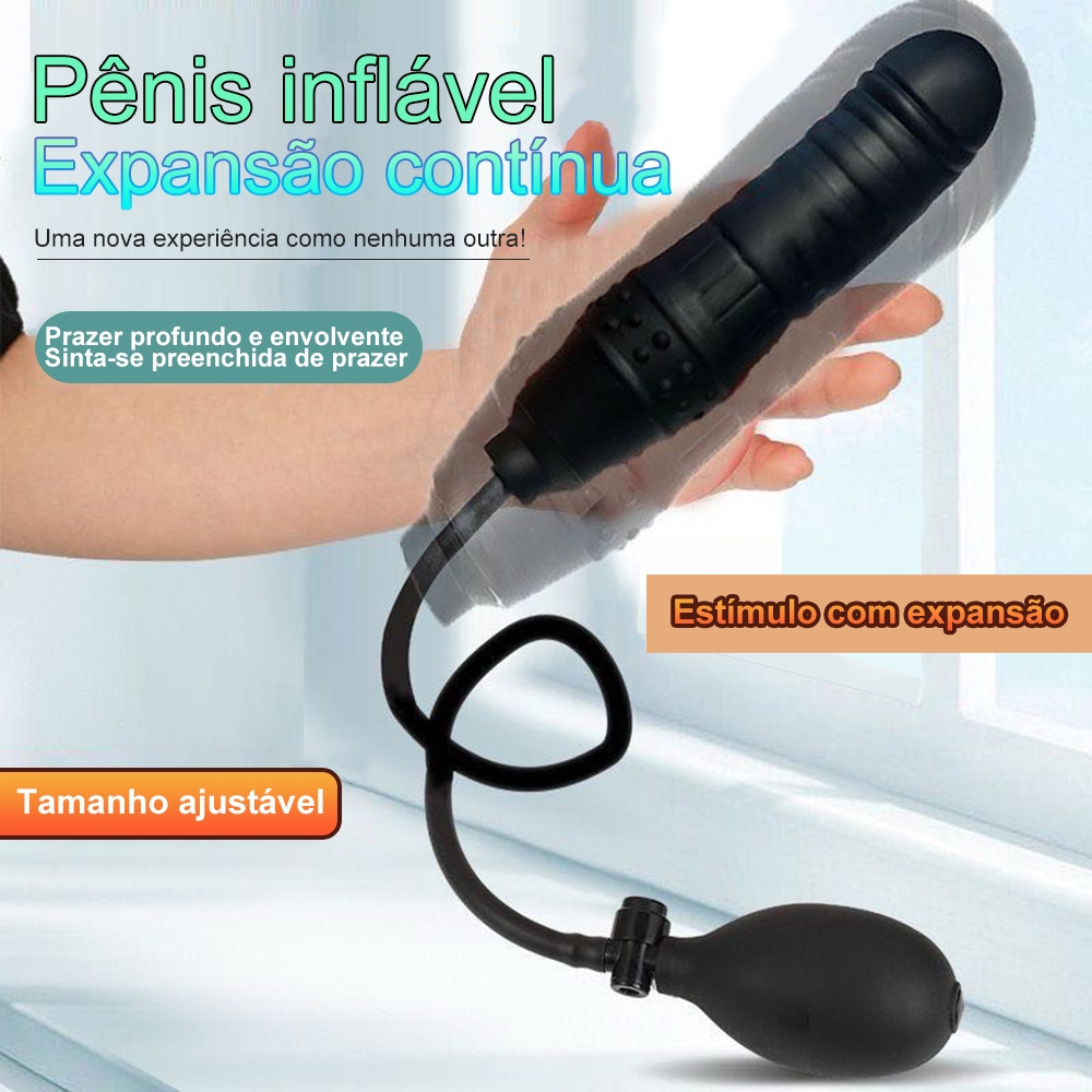 Pênis Inflável com Plug Anal – Expansor Vaginal e Anal Feminino, 2 ...