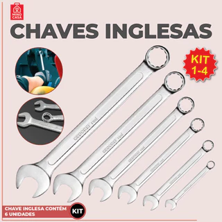 Kit 24 Peças Chave Combinada Profissional Aço Especial Cromada 6mm até 13mm cor prata