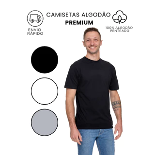 Camiseta Camisa Blusa Lisa 100% Algodão Premium Masculina