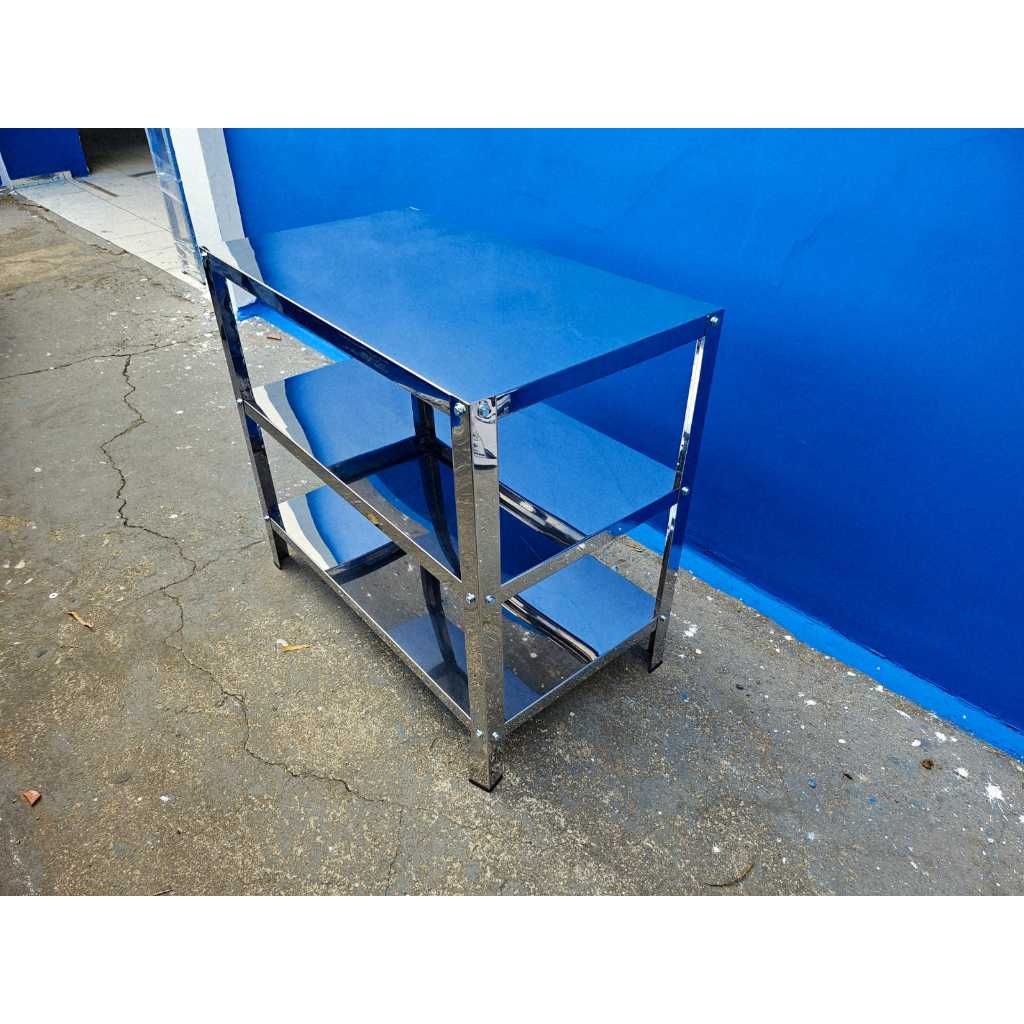 Bancada Para Padaria em Aço Inox 90 X 50 X 81 Com 2 Pratelei