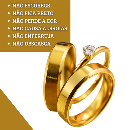 Par De Aliança Com Solitário Casamento Compromisso