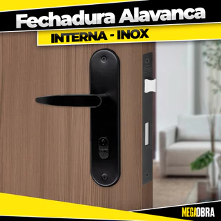 Fechadura Alavanca Inox Preta Silvana - Externa Interna Banheiro