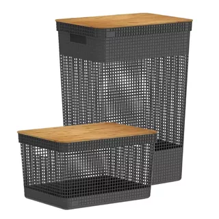 Kit de Cestos Grid Tampa Bambu 20L e 49L - Ou em Oferta na Shopee