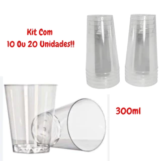 Copo Acrílico 300ml Transparente Descartavel Para Drinks Comemorações Amalu Festas