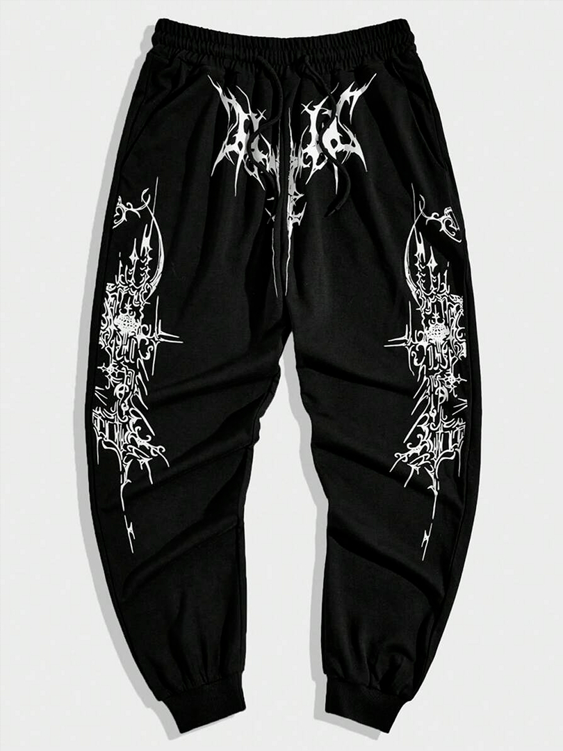 Calça Moletom Gótica Streetwear 100% Algodão Letras Lettering Unissex ...