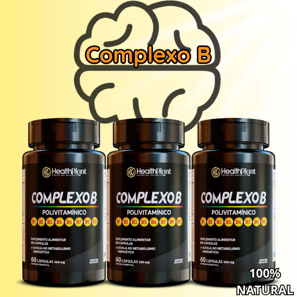 Complexo B Polivitamínico da Health Plant 60 cápsulas | B1, B2, B3, B5 ...