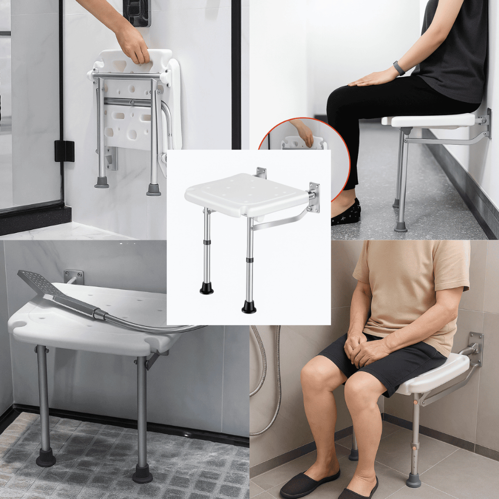 Banco Articulado Para Banho Idosos Assento Dobrável Parede | Shopee Brasil