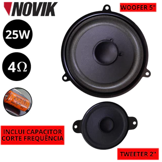 Kit Alto-falante Novik Woofer 5 Pol + tweeter 2 Pol 25w 4 Ohms pegue seu cupom frete grátis