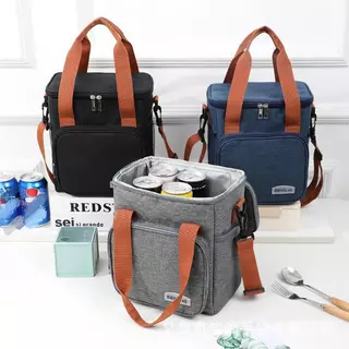 Bolsa Térmica Bolsos Lateral e Frontal Porta Marmita Fitness Com Alça De Mão e Ombro Transversal