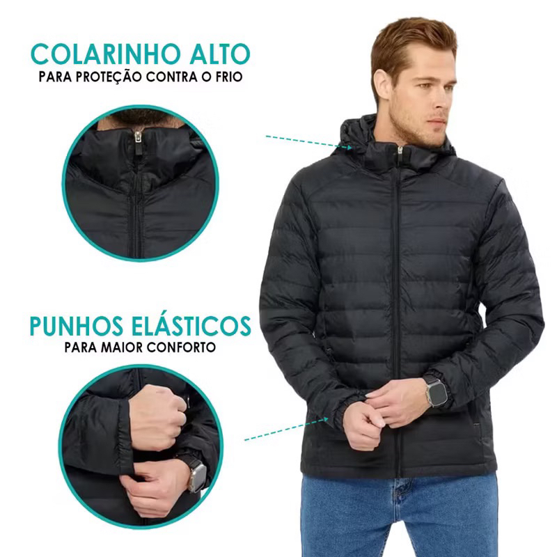 Jaqueta Puffer Bobojaco Impermeável de Frio Intenso Blusa Masculina ...