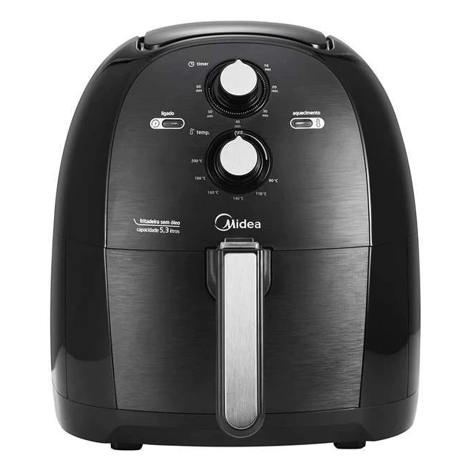Midea Fritadeira Airfryer Sem Óleo 5.3L 1700W Preto FRB50P