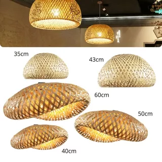 Lustre Luminária De Teto Pendente Natural Rustico Bambu Artesanal Completo Vários Modelos Casa