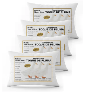 Travesseiro Hipoalergênico 200 Fios Penas de Ganso Sintético Conforto Hotel Qualidade Premium em Oferta na Shopee