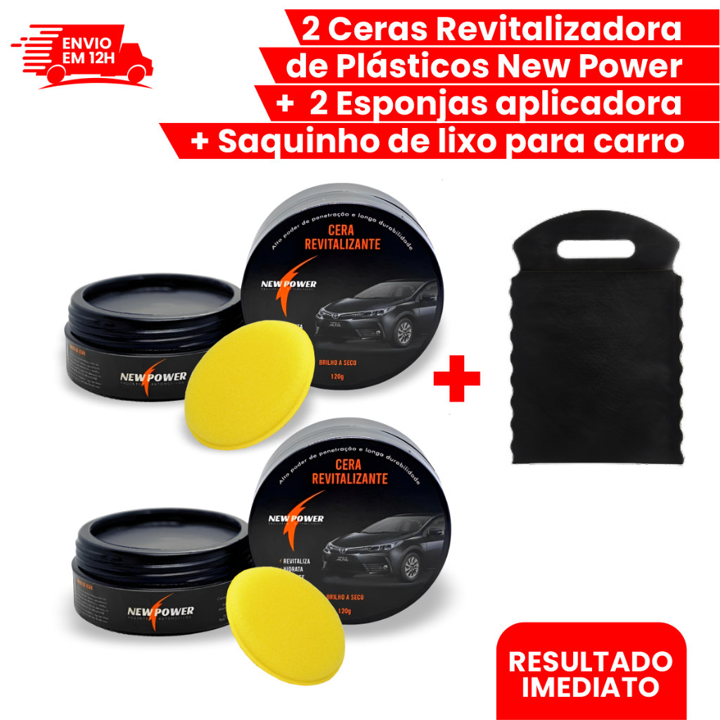 Kit Premium 02 Cera Painel Plásticos + Esponjas Aplicadora + Saquinho ...